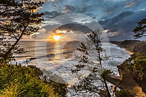 Beautiful sunset and coastline in southern of Ibusuki, Japan