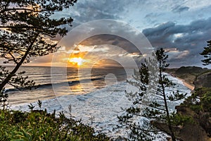 Beautiful sunset and coastline in southern of Ibusuki, Kyushu, Japan