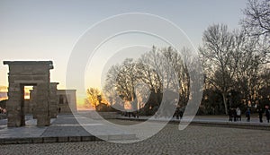 beautiful sunset in Debod temple in Madrid