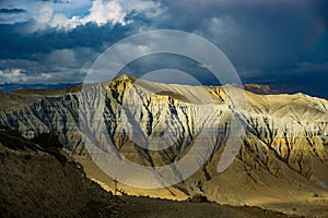 Beautiful Sunset in the Desert of Tibetan Influenced Upper Mustang in the HImalayas of Nepal