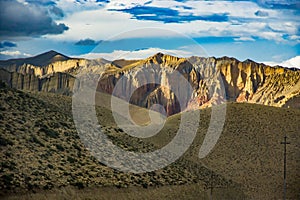 Beautiful Sunset in the Desert of Tibetan Influenced Upper Mustang in the HImalayas of Nepal