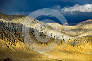 Beautiful Sunset in the Desert of Tibetan Influenced Upper Mustang in the HImalayas of Nepal