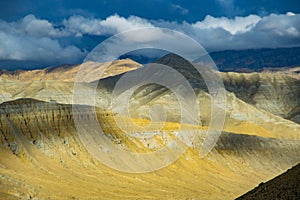 Beautiful Sunset in the Desert of Tibetan Influenced Upper Mustang in the HImalayas of Nepal