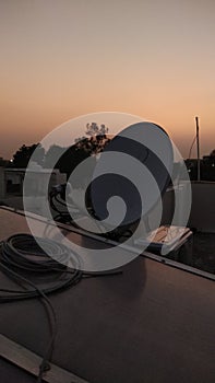 Beautiful sunset and a DTH dish antenna