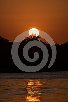 Beautiful sunset in dyllic beach in Boipeba Island, Brazil