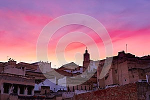 Beautiful sunset in Fez, Northern Morocco