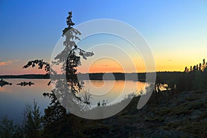 Beautiful Sunset at Frame Lake in Yellowknife, Northwest Territories, Canada