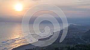 beautiful sunset from hill, with beach view