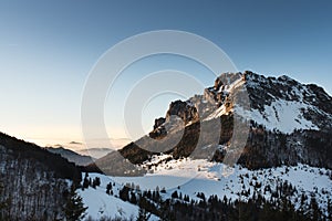 Beautiful sunset hour in a Slovakia mountains called Mala Fatra.  Carpathians Mountains in Slovakia - Europe. Concept of landscape