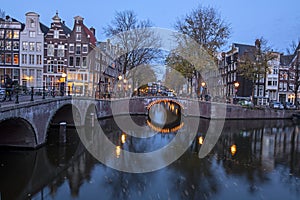 Beautiful sunset at the Keizersgracht in Amsterdam the Netherlands