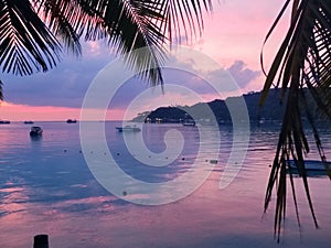 Beautiful sunset at Koh Tao island Thailand