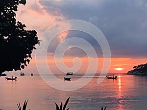 Beautiful sunset at Koh Tao island Thailand