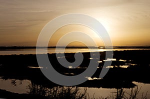 Beautiful Sunset Lagoon, Ria Formosa - Faro Background, Travel Algarve