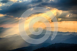 Beautiful Sunset and light beam