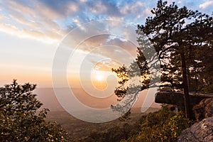 Beautiful sunset at Lom Sak cliff, Phu Kradung National Park