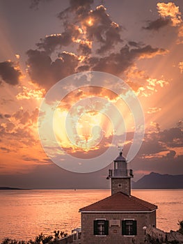 Beautiful sunset in Makarska, Croatia