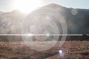 Beautiful sunset and meadow at Napa Lake Grassland, located in Zhongdian city  Shangri-La. landmark and popular spot for