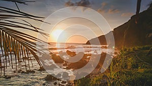 Beautiful Sunset in Menganti Beach, Kebumen,Central Java, Indonesia