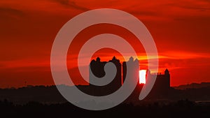 Beautiful Sunset Moment with Silhouette of Buildings
