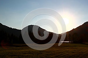 Beautiful sunset mood at Lunzer Lake in Lower Austria