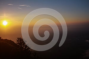 Beautiful Sunset on Mount Ungaran, Central Java, Indonesia