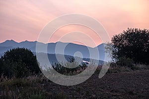 Beautiful sunset in the mountains of Tatra, slovakia