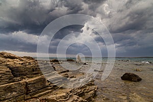 Beautiful sunset over Adriatic Sea, with beautiful dramatic cloudscape