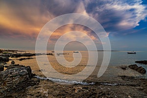 Beautiful sunset over Adriatic Sea, with beautiful dramatic cloudscape