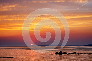 Beautiful Sunset Over Adriatic Sea Near Starigrad In Croatia photo