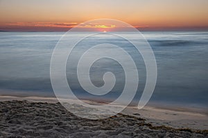 Beautiful sunset over the baltic sea. Long exposure