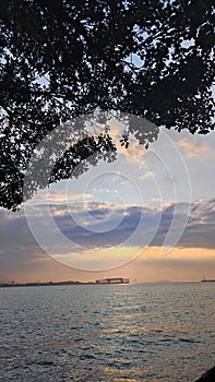 Beautiful sunset over the Danshui River, Bali, Taiwan