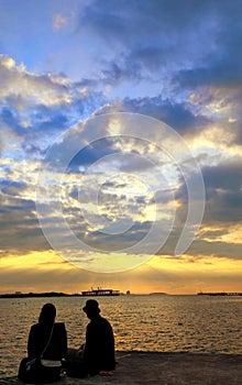 Beautiful sunset over the Danshui River, Bali, Taiwan