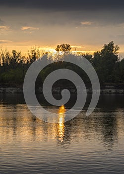 Beautiful sunset over Desna river