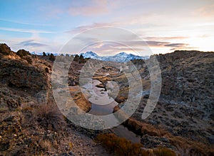 A beautiful sunset over the Eastern Sierra from Hot Creek Geological Site