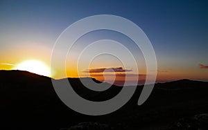 Beautiful sunset over extinct volcano Montana Roja, Lanzarote