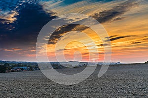 A beautiful sunset over the fields