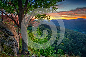 Beautiful sunset over the Karkonosze Mountains, Poland