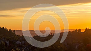Beautiful sunset over residential homes in Happy Valley Oregon at dusk 4k uhd time lapse