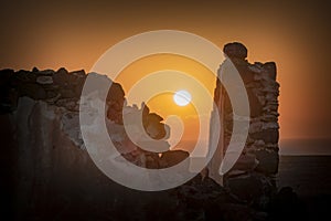 Beautiful sunset over ruins,Las Casas de Taca,Fuerteventura,Canary-Islands,Spain