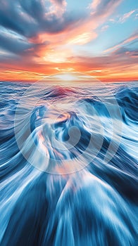 Beautiful Sunset Over the Sea with Long Exposure photo