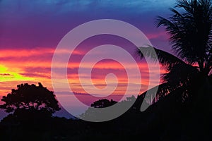 Caribbean Sunset over the small City Sosua photo