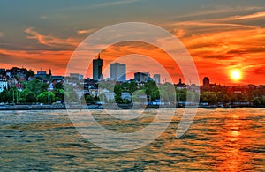 Beautiful sunset over Warsaw