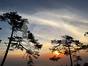 Beautiful sunset on Phukradueng national park, Loei Thailand. Background