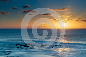 Beautiful sunset at Playa La Pared, Fuerteventura, Spain