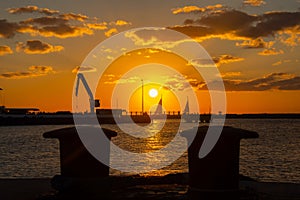 Beautiful sunset in the port of Key West