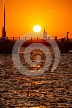 Beautiful sunset in the port of Key West