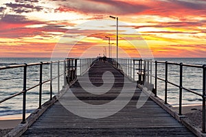 A beautiful sunset at Port Noarlunga on the jetty at Port Noarlunga South Australia on 18th March 2019