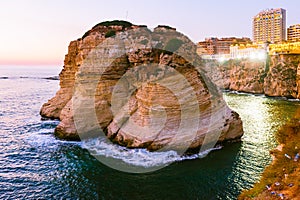 Beirut sunset on raouche rocks