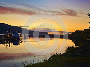 Sunset over Seldovia, Alaska  Harbor photo