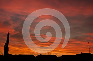 Beautiful sunset  in rome with clouds